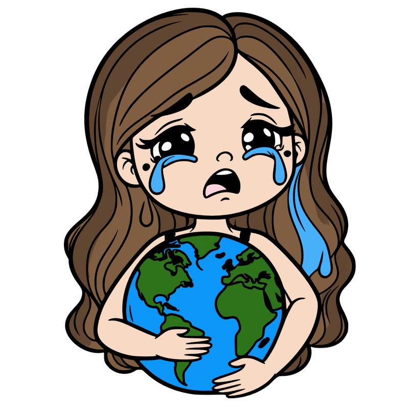 mother earth holding the earth and crying