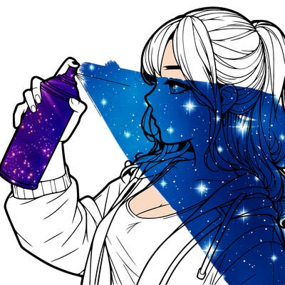 a realistic girl spray, painting