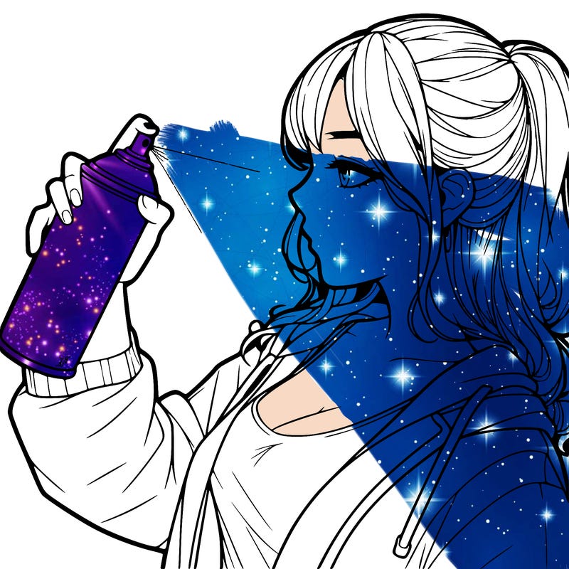 a realistic girl spray, painting