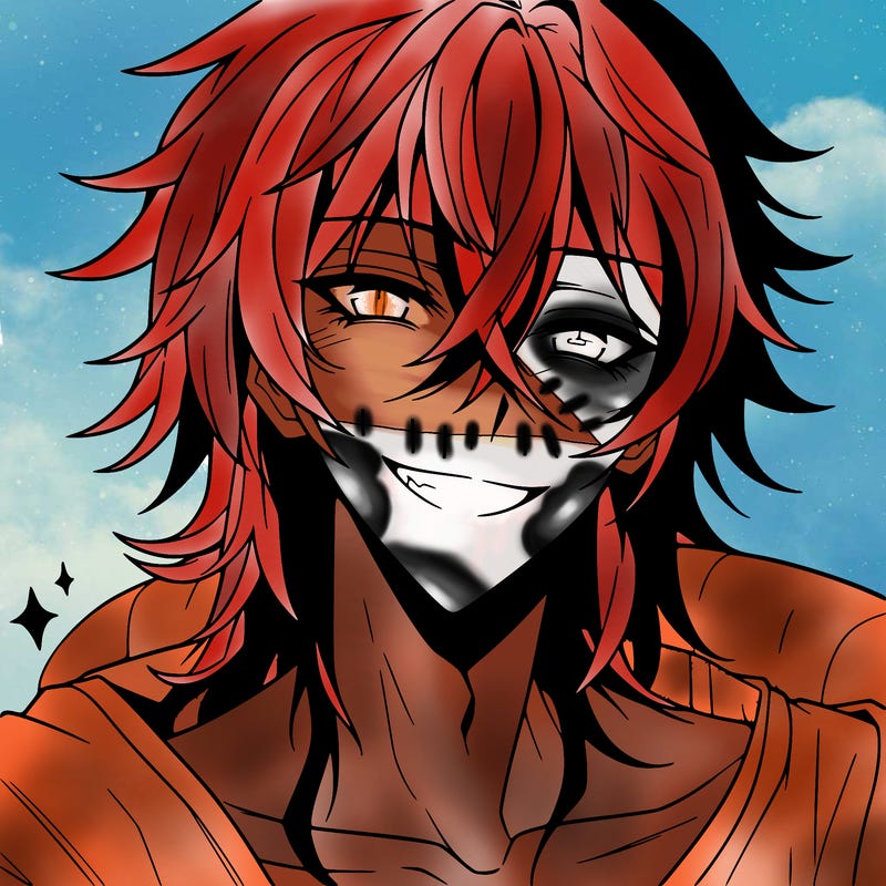 hot anime boy with long ish hair and a has a grin