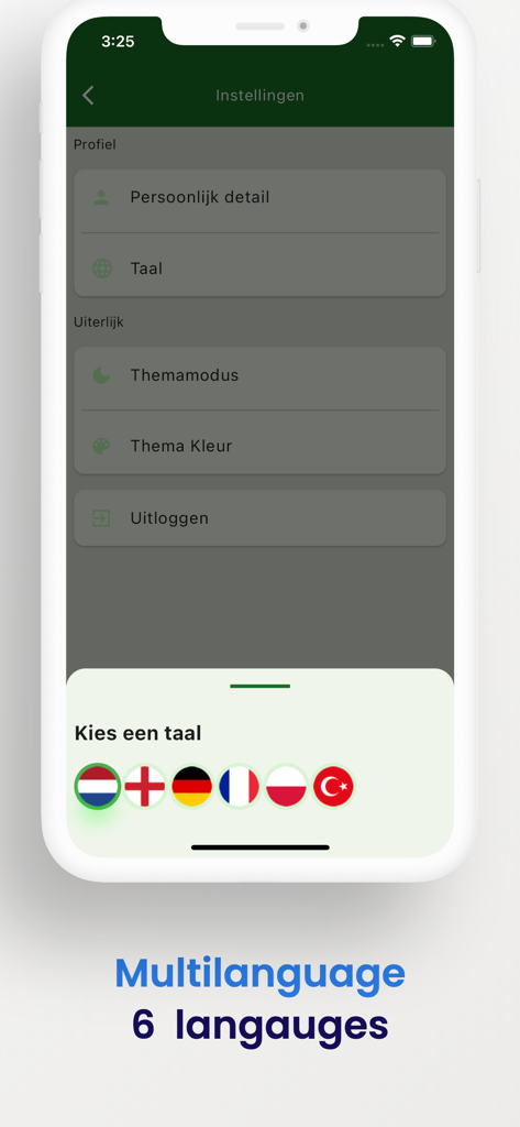 Resto Cerme - Interface do aplicativo Resto Cerme mostrando 6 opções de idioma para comunicação da equipe do restaurante