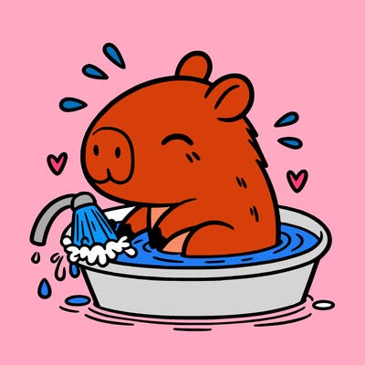 capybara taking a bath