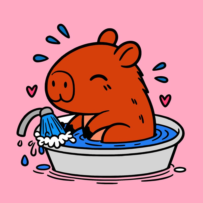 capybara taking a bath