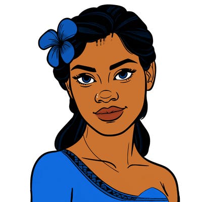 a realistic polynesian woman with a samoan pacific look and a taupou