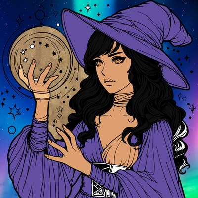 realistic women sorcerer using magic