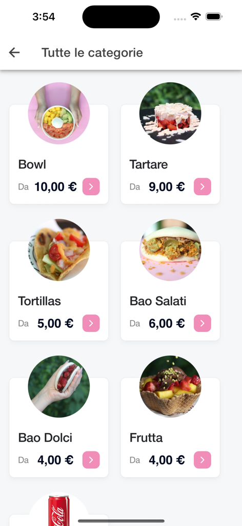 Nalu Pokè app - Nalu Poke app menu showing food categories like bowls tartare and tortillas with prices