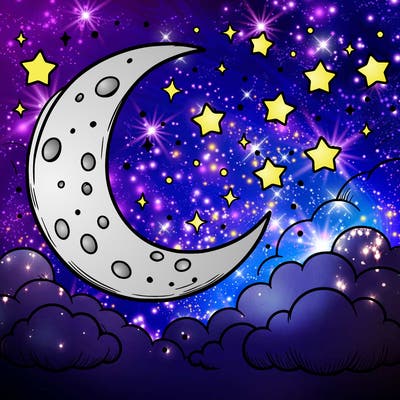 moon with stars realistic