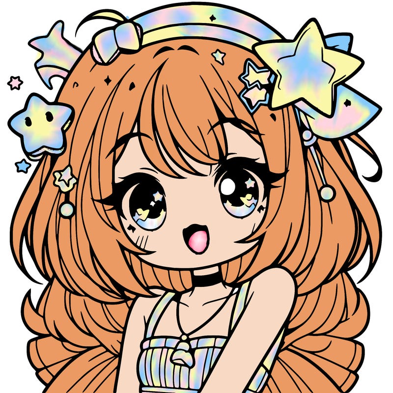 cute anime girl with star accessories