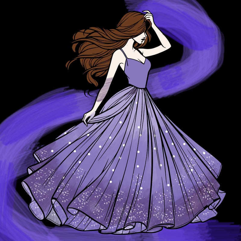 realistic woman with dress flowing in the wind