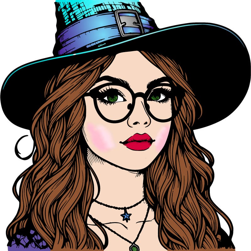 a witch with glasses realistic