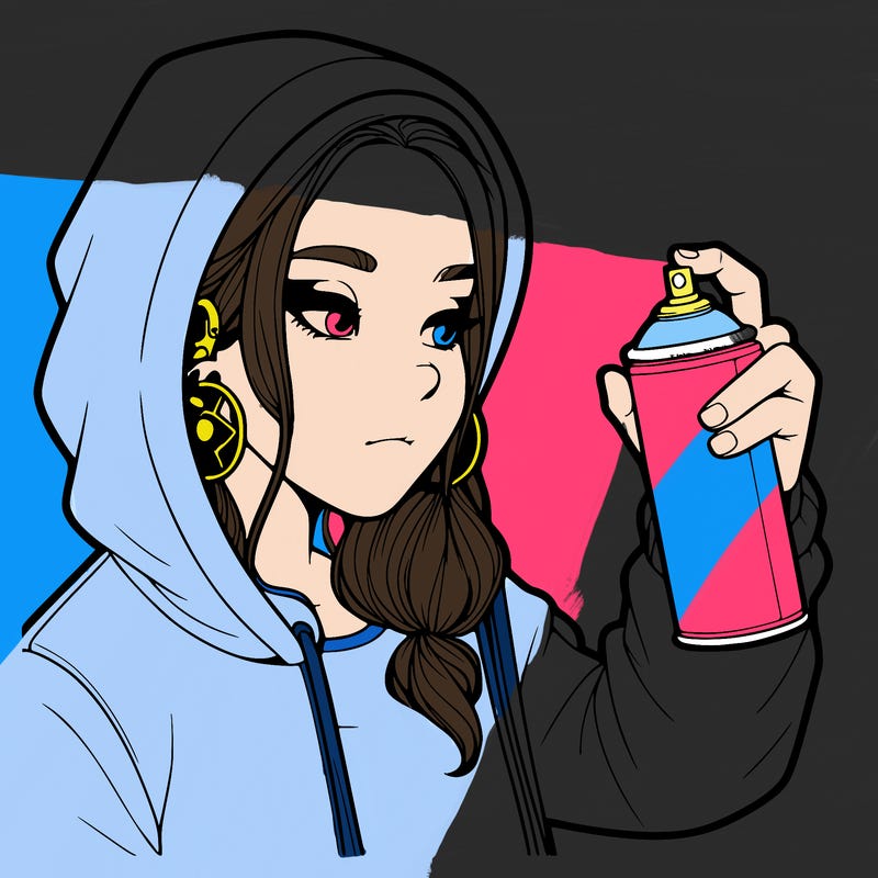 a realistic girl, spray painting