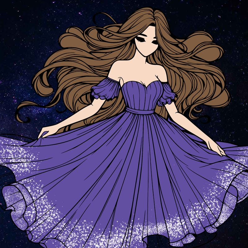realistic woman wearing a dress that's flowing in the wind