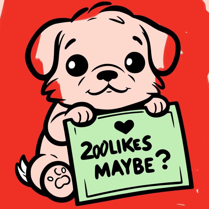 a puppy holding a sign that says 2 likes maybe?