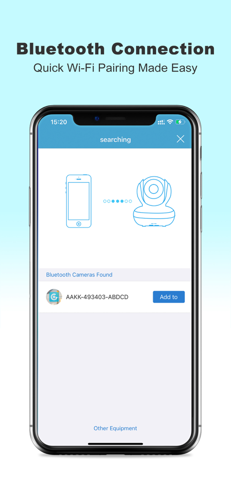 Smartphone screen showing GENBOLT CAM Bluetooth camera pairing process