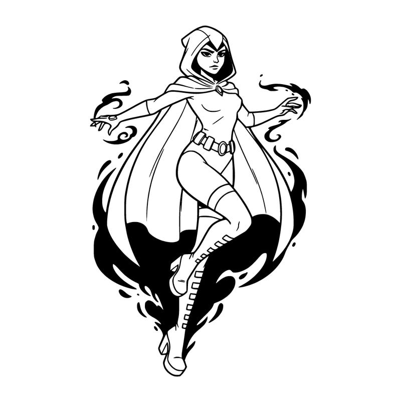 raven from teen titans coming out of shadows 
long legs.