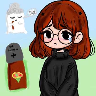 sad girl with glasses in a sweater