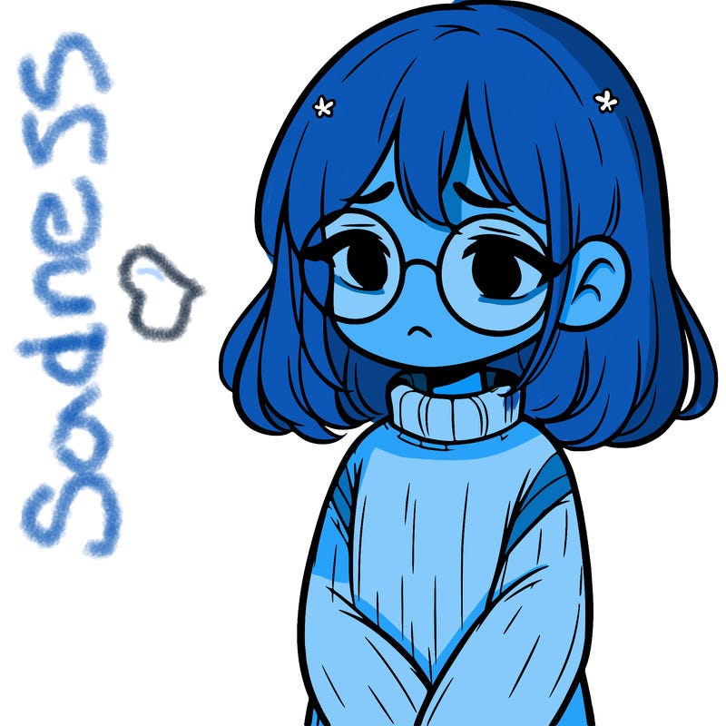 sad girl with glasses in a sweater