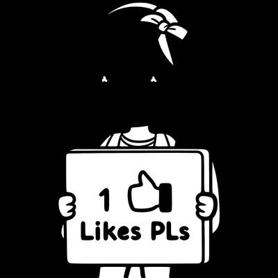 girl holding a sign saying 10 likes pls