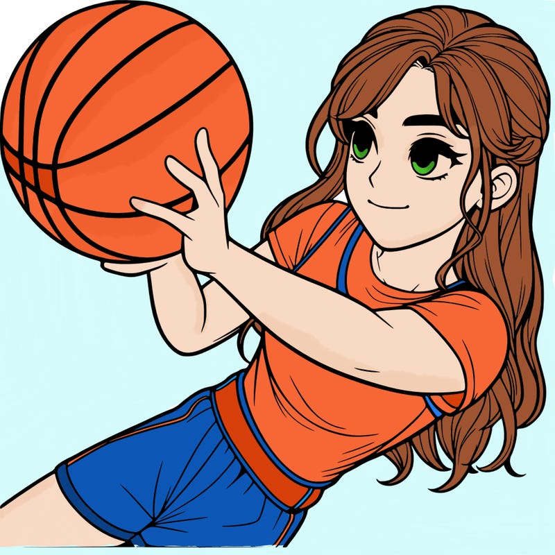 realistic girl playing basketball