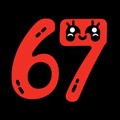 the numbers 67