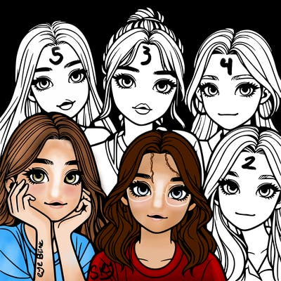 a group of girls realistic