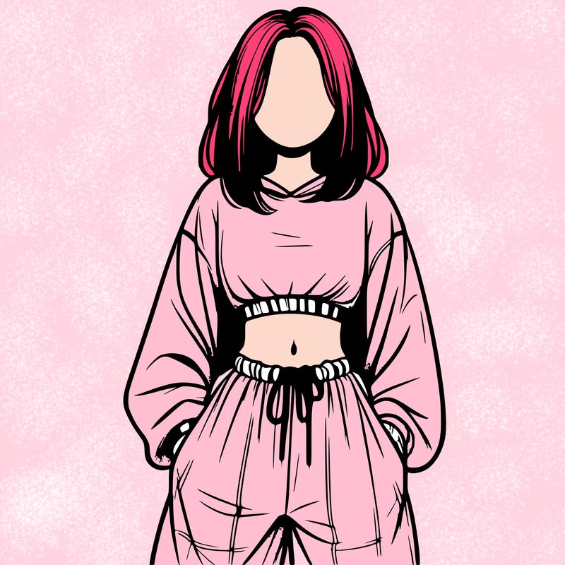 realistic girl faceless with baggy pants and a crop top