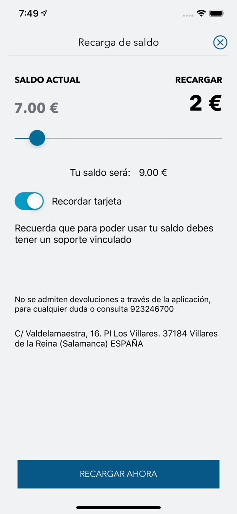 Sanven - Sanven mobile app screen showing the current balance and options to top up for vending machine purchases