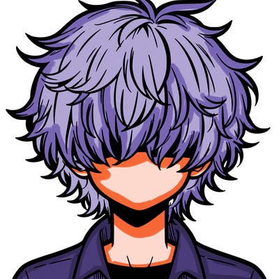 manga boy fluffy hair covering his eyes