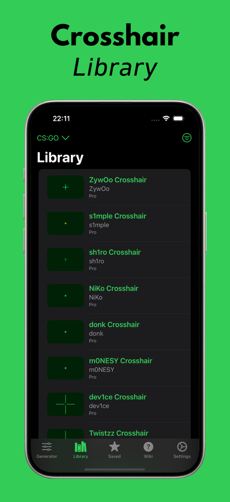 Custom Crosshair: Aimiks v2 - Biblioteca de miras en la app Aimiks v2 con configuraciones de jugadores profesionales para CS GO
