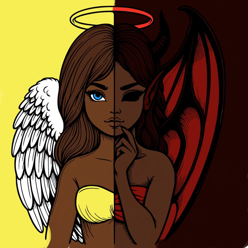 realistic angel half demon