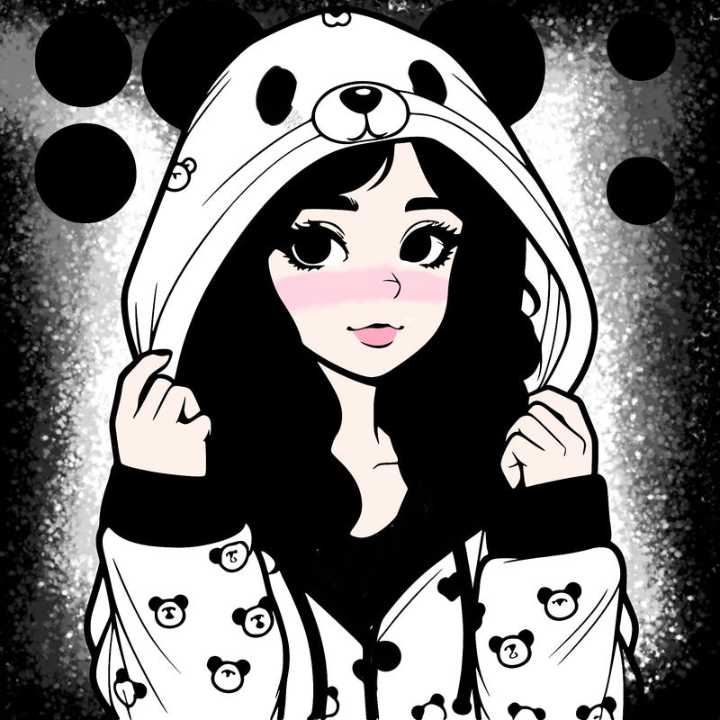 realistic girl in a animal pjs hoodie