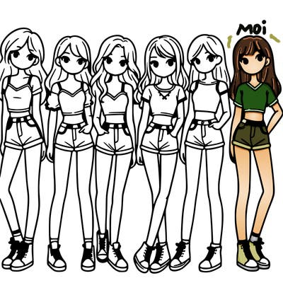 a group of girls wearing crop tops and shorts