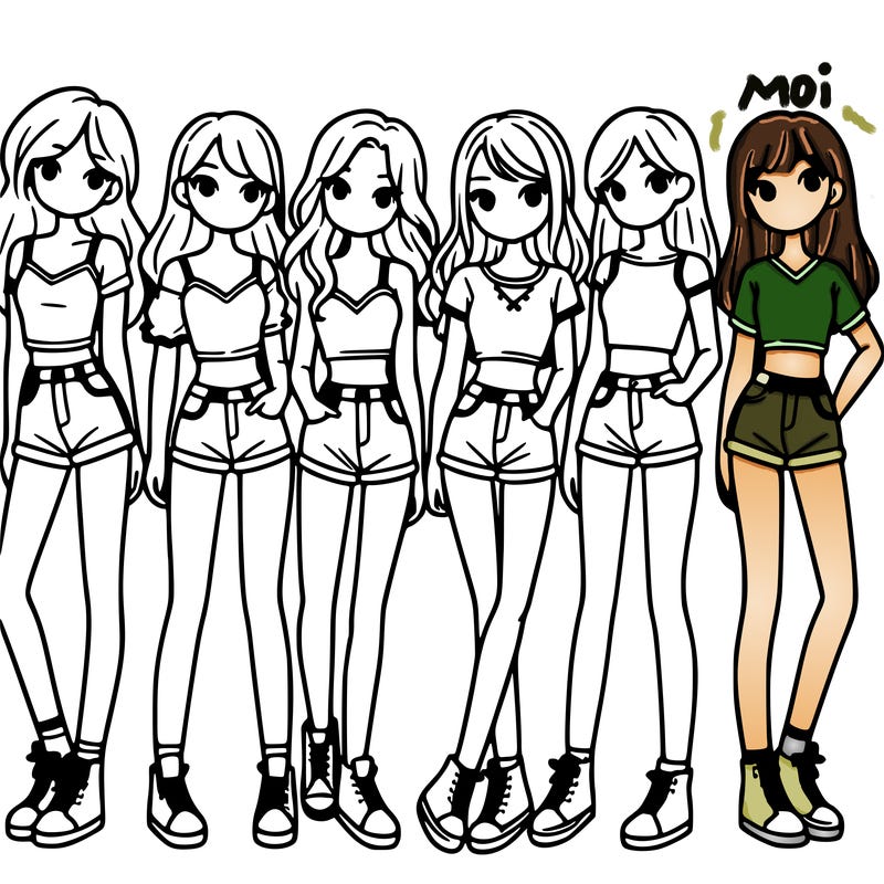 a group of girls wearing crop tops and shorts