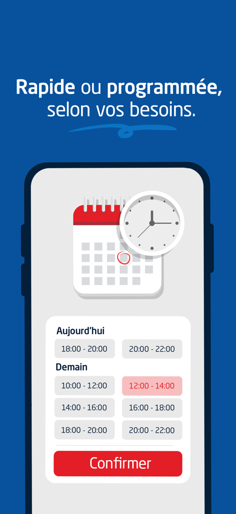 Bringo by Carrefour Maroc - Mobile screen for choosing grocery delivery or pickup time slots in the Bringo app