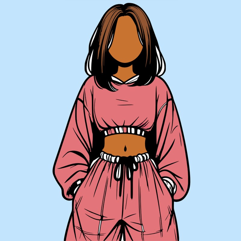 realistic girl faceless with baggy pants and a crop top