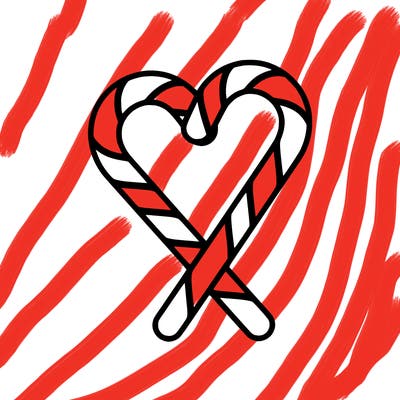two candy canes making a heart shape