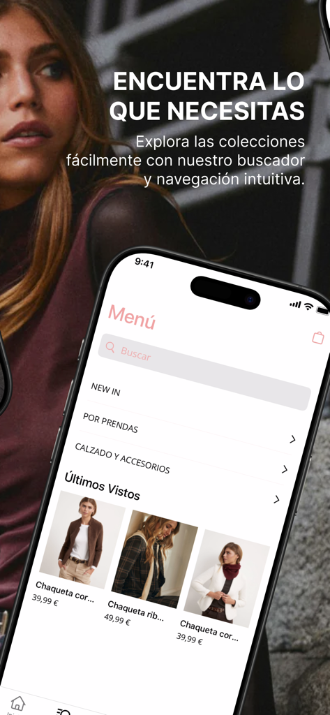 Algo bonito - Algo bonito mobile app navigation menu showing fashion categories and recently viewed clothing items