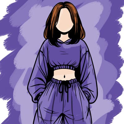 realistic girl faceless with baggy pants and a crop top