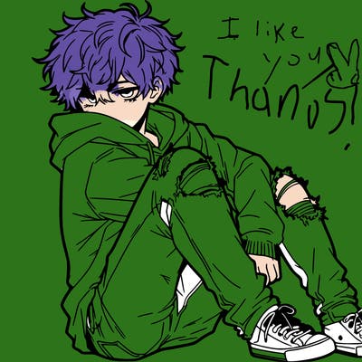 a male hoddie ripped jeans messy hair anime