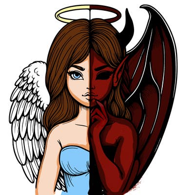 realistic angel half demon