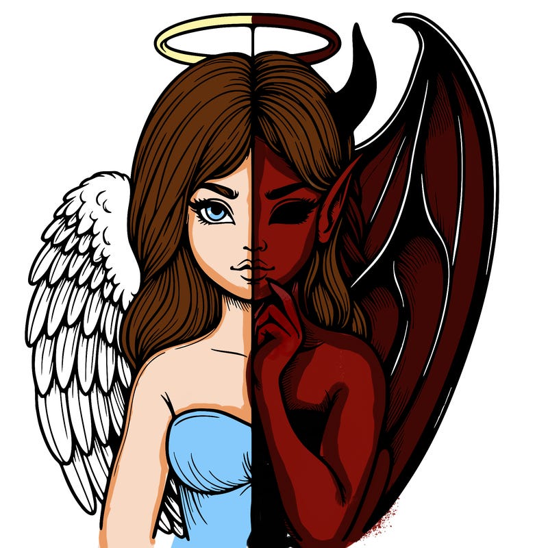 realistic angel half demon