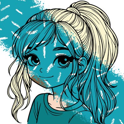 realistic girl with ponytail