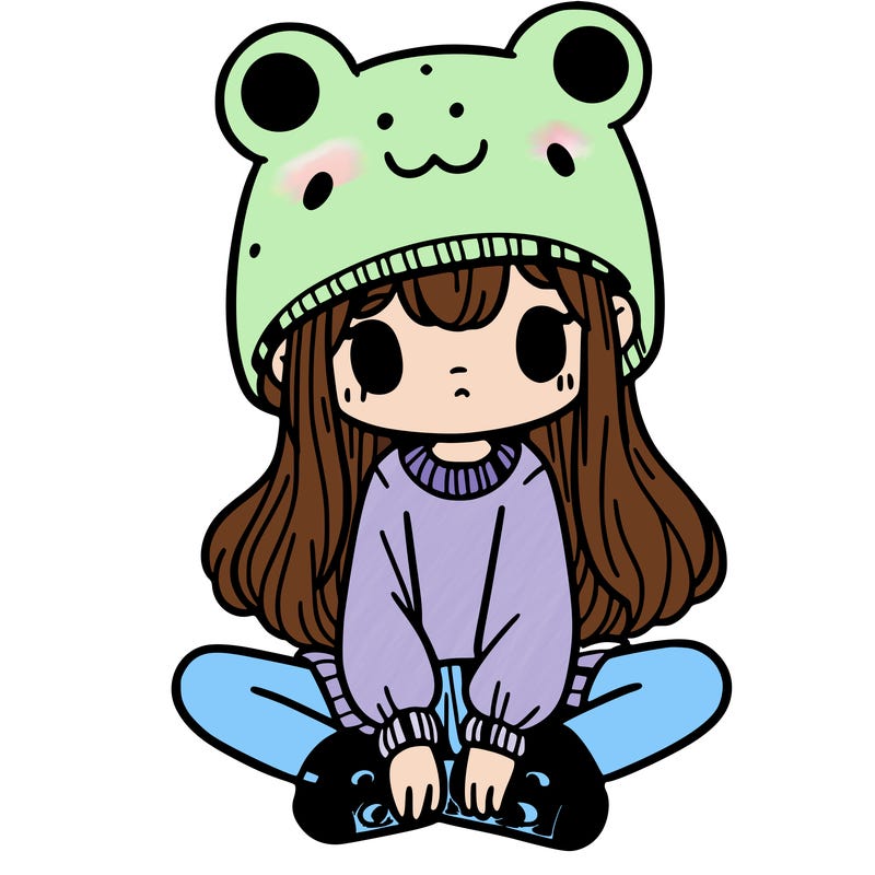 a girl wearing a frog hat and some frog socks