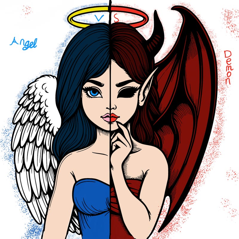 realistic angel half demon