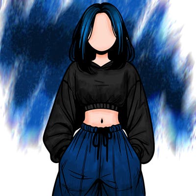 realistic girl faceless with baggy pants and a crop top