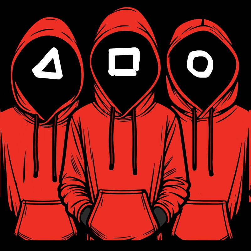 3 faceless people in  hoodies