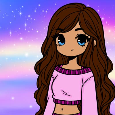 girl with long hair and a crop top with a sweater