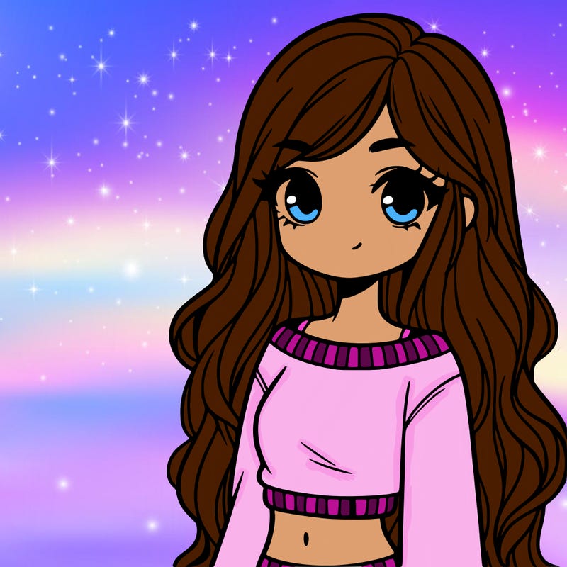 girl with long hair and a crop top with a sweater