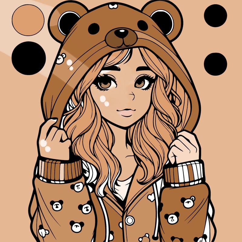realistic girl in a animal pjs hoodie