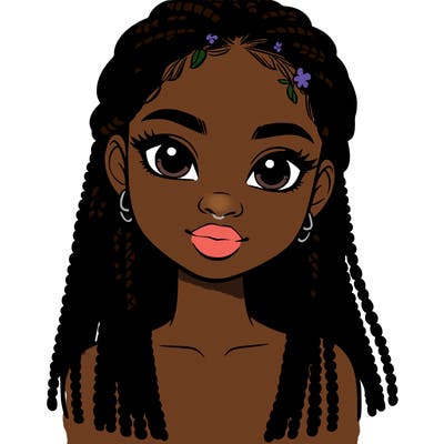 a realistic black girl with braids